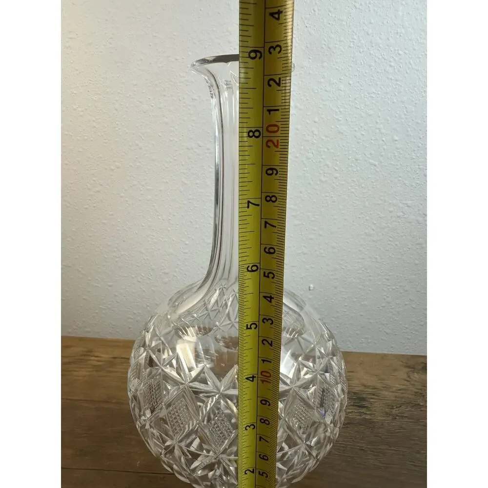 Antique Vintage Cut Crystal Decanter Tall Neck Starburst Base Bareware